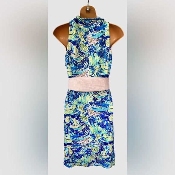 Charlie Paige • Colorful Floral Cowl Neck Shift Dress • Size Medium - Picture 3 of 7